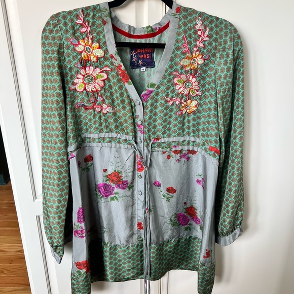 Multi-color Johnny Was Silk Tunic from Celeb Closet - Picture 1 of 5